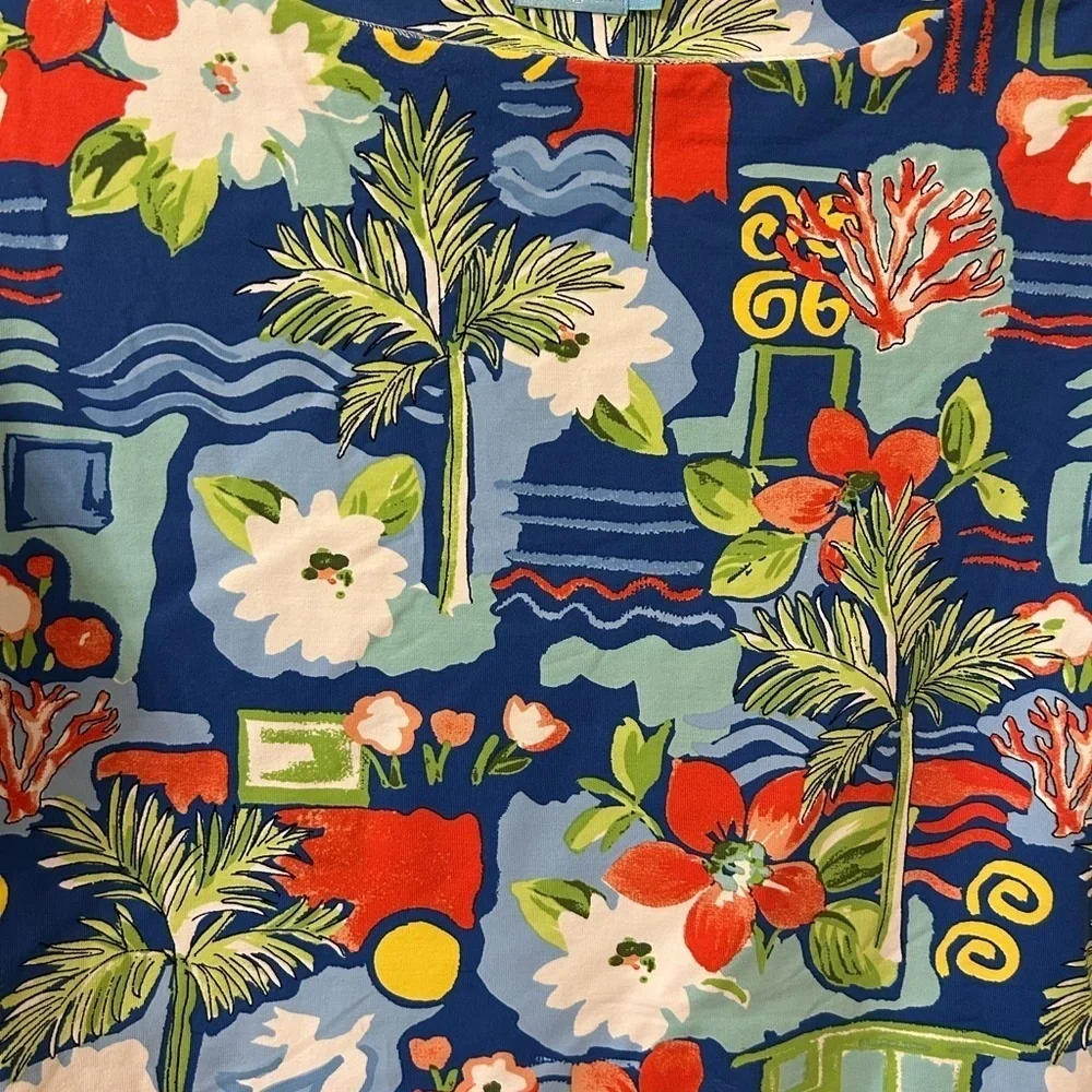 J. McLaughlin Blue and Red Tropical Print Top - Picture 2 of 8